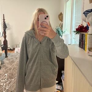 gray j crew zip up